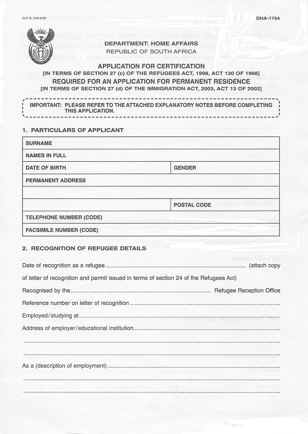 Application for Certification